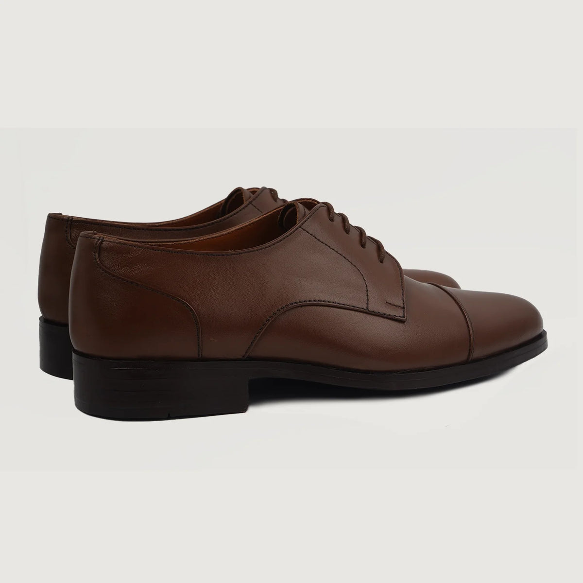 Attorney Derby Brown Leather Shoes For Men - Reinforced Heel Counter & Precision Double-Row Stitching Detail
