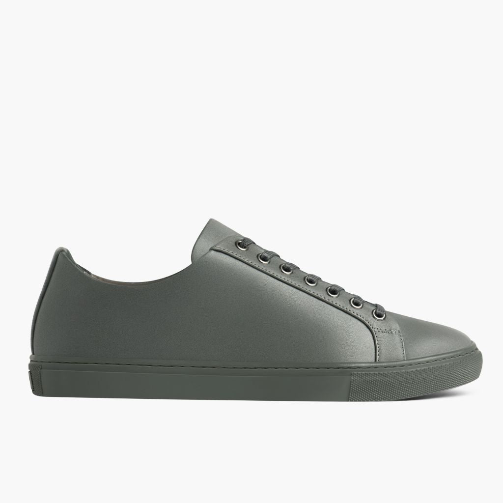 Grey Full-Grain leather Sneakers - Goodyear Welt Construction & Front Toe Box Detail