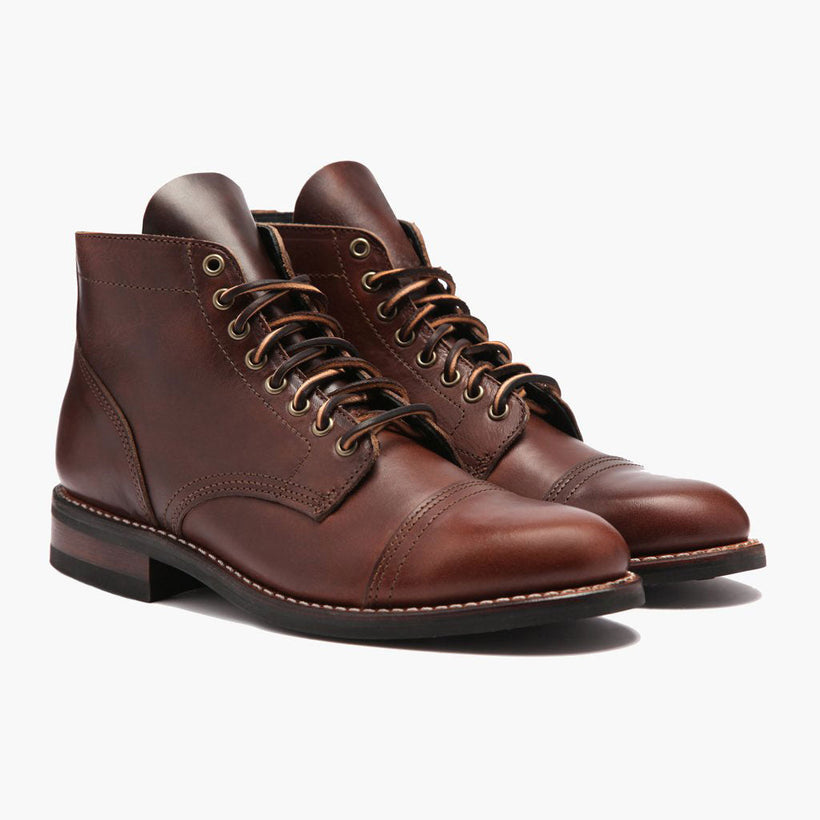 Vanguard French Roast Leather Boots For Men in Classic Full-Grain Leather - Lateral Side Profile View | Buy Online