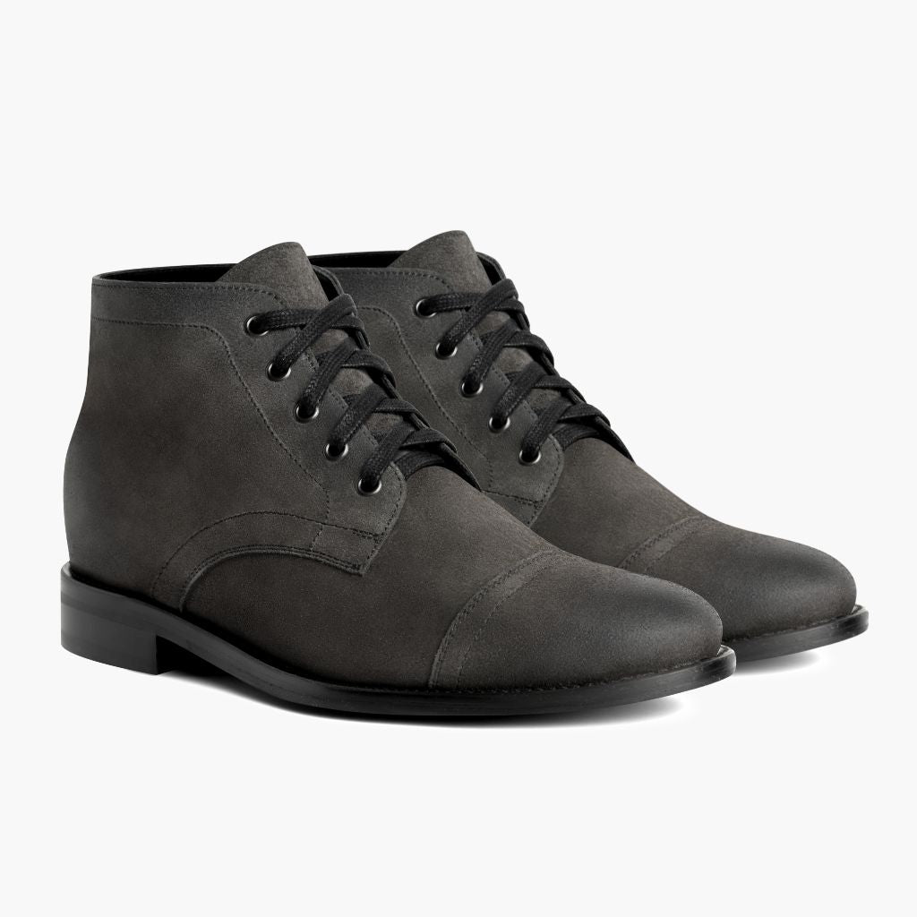 Cadet Shadow Grey Leather Boots in Grey Full-Grain Leather - Lateral Side Profile View | Buy Online