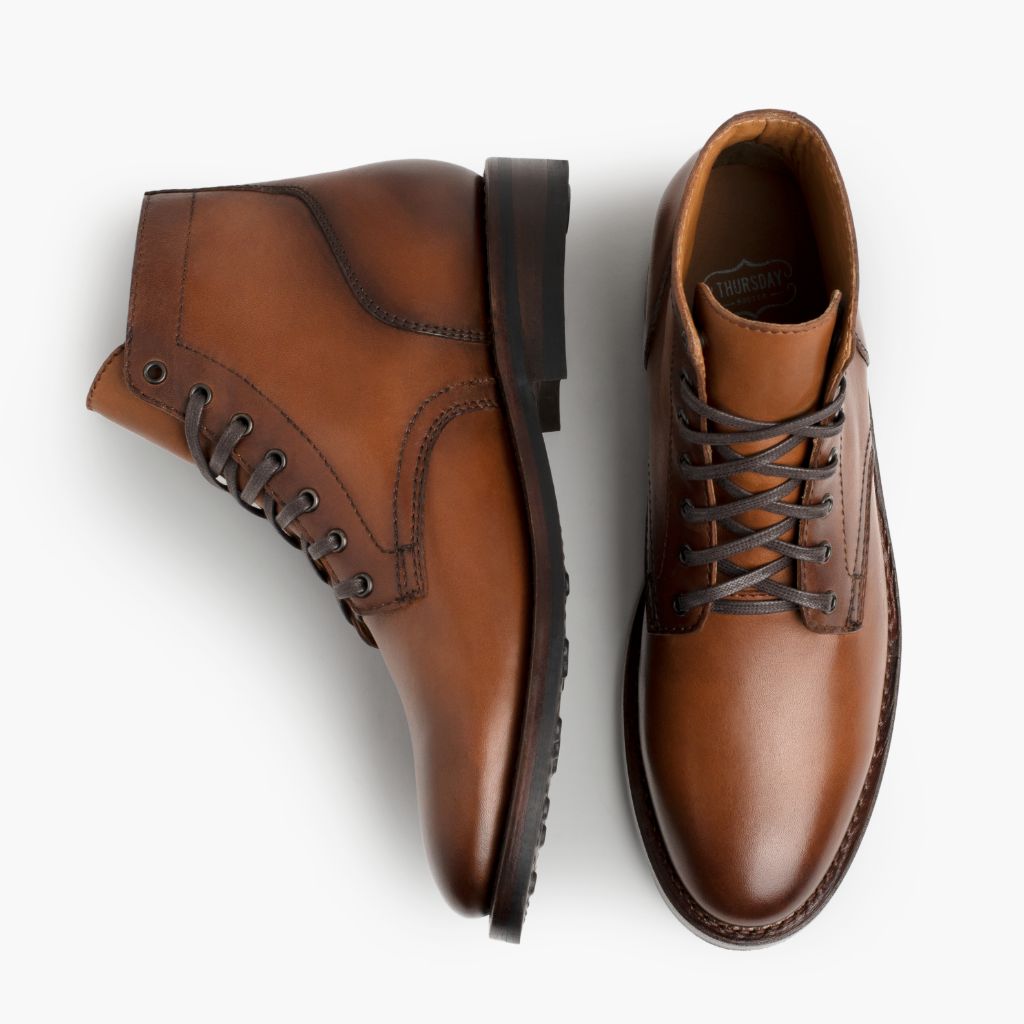 President Brandy Leather Boots For Men - Reinforced Heel Counter & Precision Double-Row Stitching Detail