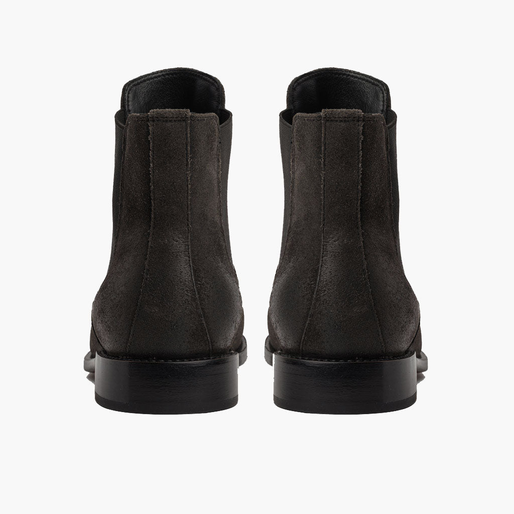 Cavalier Shadow Grey Leather Boots - Reinforced Heel Counter & Precision Double-Row Stitching Detail