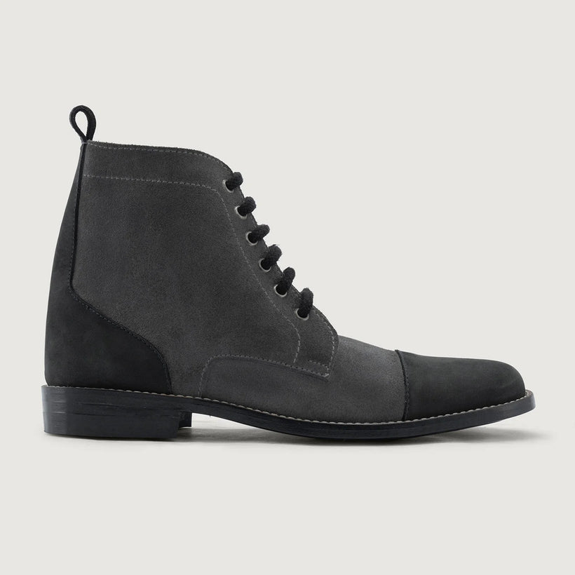Knight Derby Grey & Black Leather Boots - StudGuard