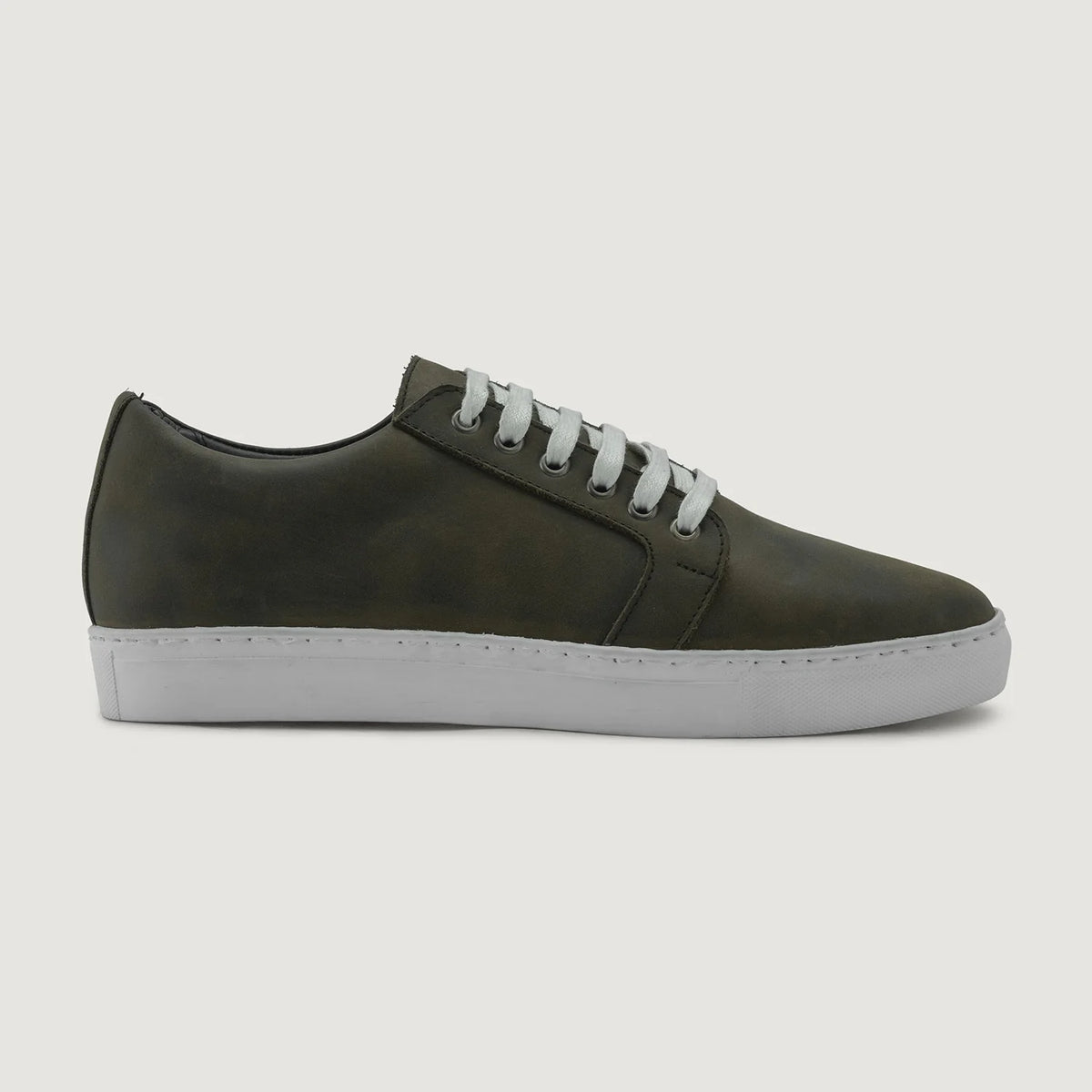 Olive Full-Grain leather Sneakers - Goodyear Welt Construction & Front Toe Box Detail