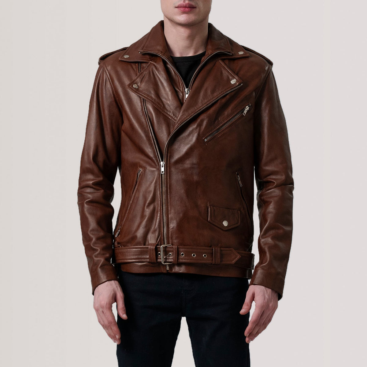 Authentic Sheepskin Burnished with Burnished Finish Grain Texture &amp; Heavy-Duty Seam Stitching Detail