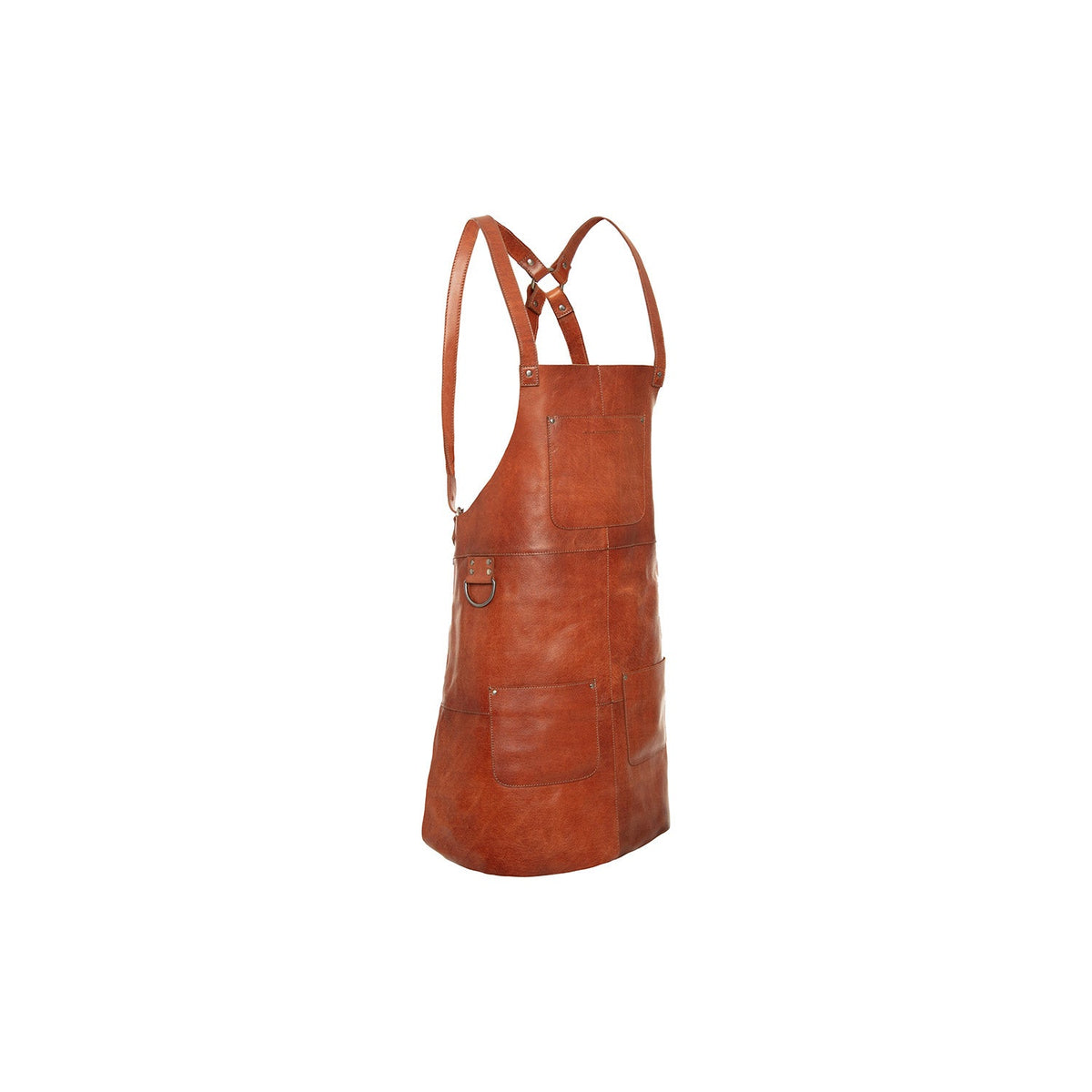 Leather Apron Churrasco in Classic 100% Full-Grain Leather - Front Profile View &amp; Tailored Silhouette | Buy Online