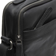 Solid Antique Brass Hardware &amp; Heavy-Duty Dual Zipper Detail on Alva Full-Grain Leather Crossbody Bag