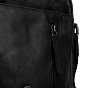 Solid Antique Brass Hardware & Heavy-Duty Dual Zipper Detail on Remy Full-Grain Leather Crossbody Bag