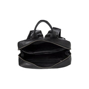 Nicola Full-Grain Leather Laptop Backpack - Structured Side Profile Showing Gusset Depth &amp; Expansion Capacity