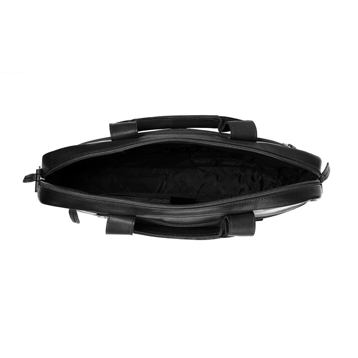 
Calvi Full-Grain Leather Laptop Bag - Structured Side Profile Showing Gusset Depth & Expansion Capacity