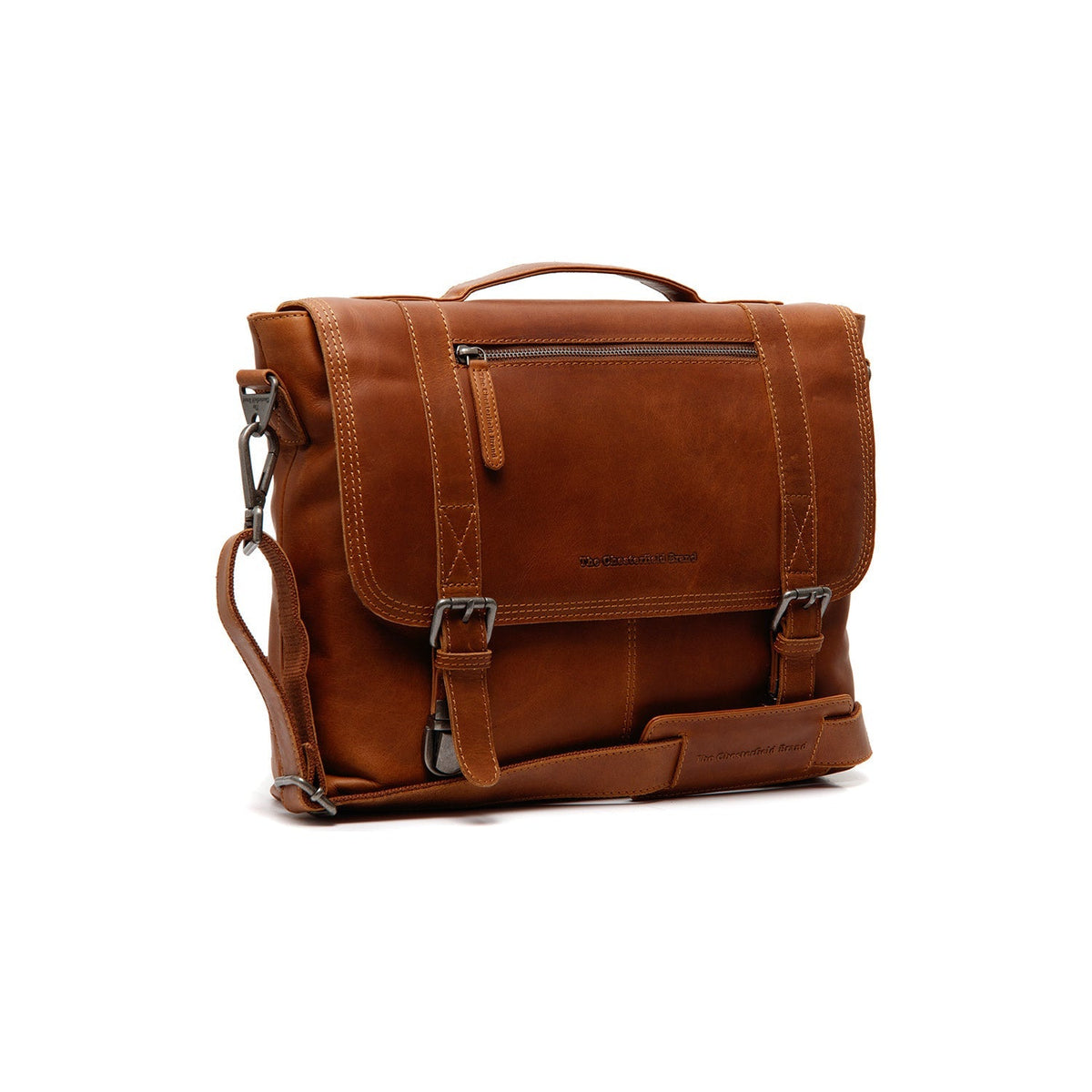 Veneto Full-Grain Leather Laptop Bag in Classic 100% Full-Grain Leather - Full Exterior Front Profile View | Buy Online