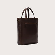 
The Poet Vintage Brown Leather Tote Bag For Men & Women - Structured Side Profile Showing Gusset Depth & Expansion Capacity